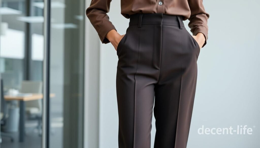 high-waisted trousers