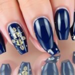 cute navy blue nails