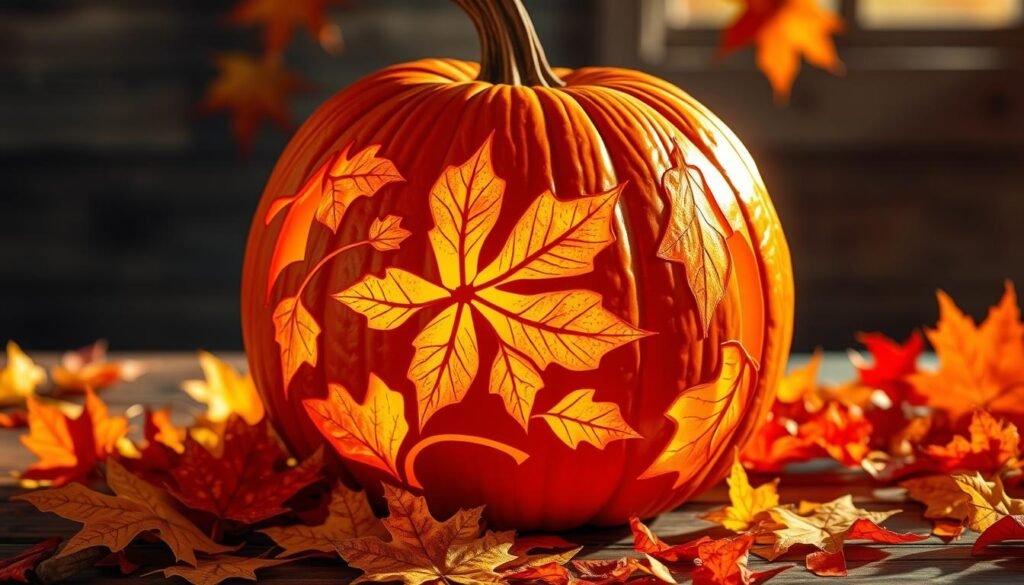 fall leaves pumpkin carving