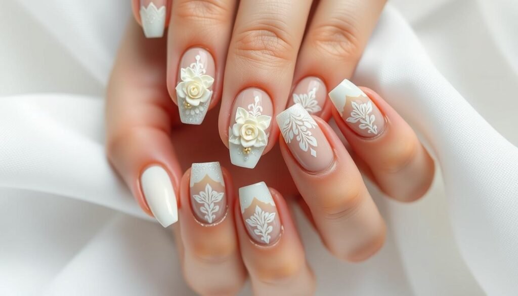 ivory wedding nails