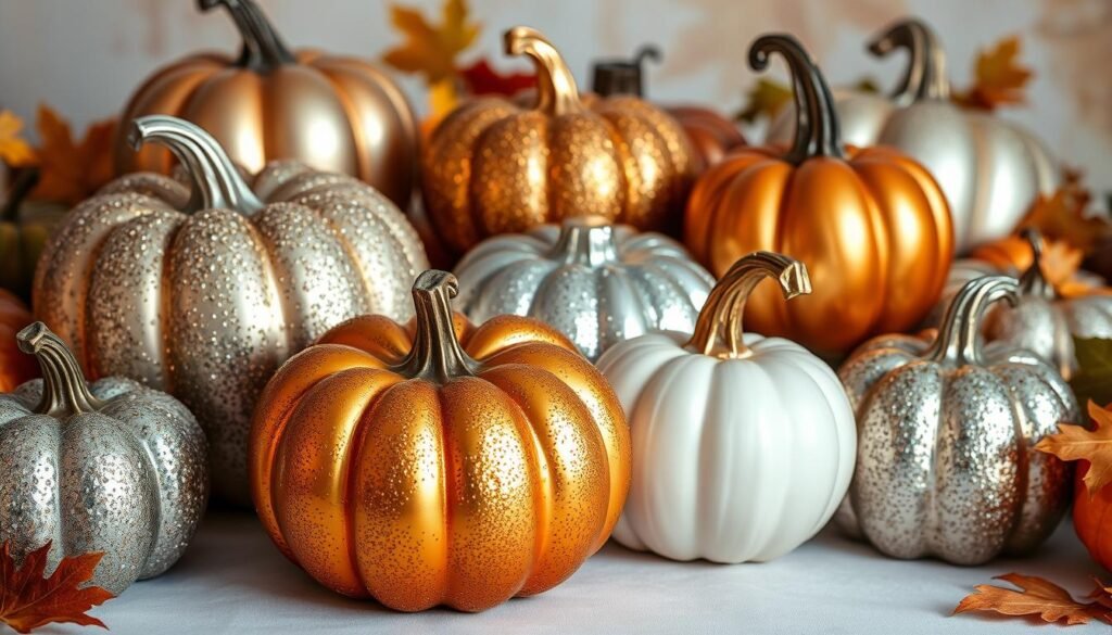 metallic and glitter pumpkins