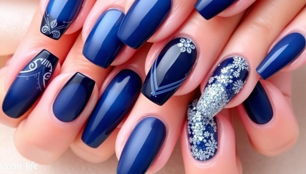 navy blue gel nails