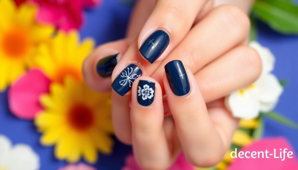 navy nails for summer