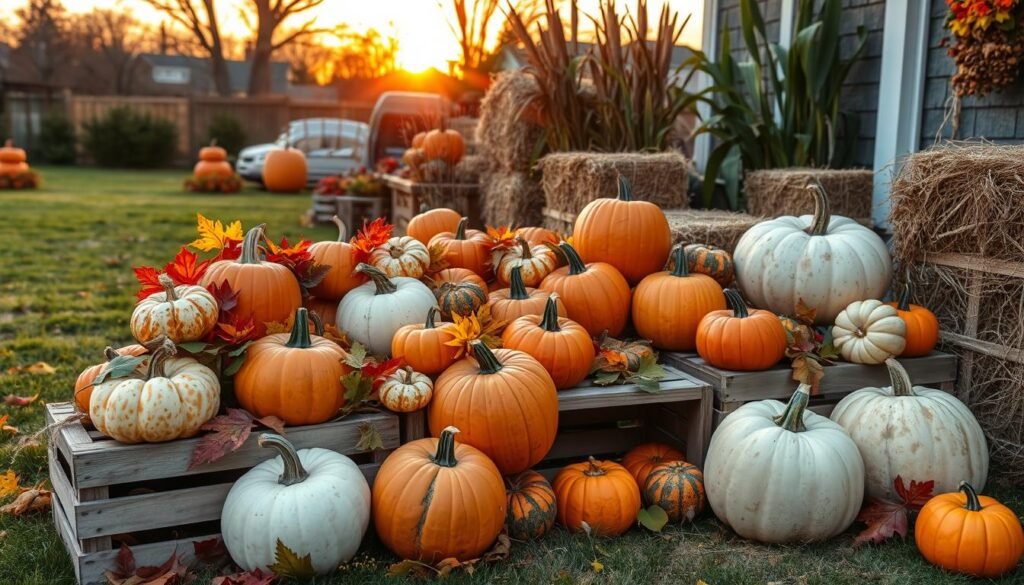 Pumpkin decoration in Fall outdoors