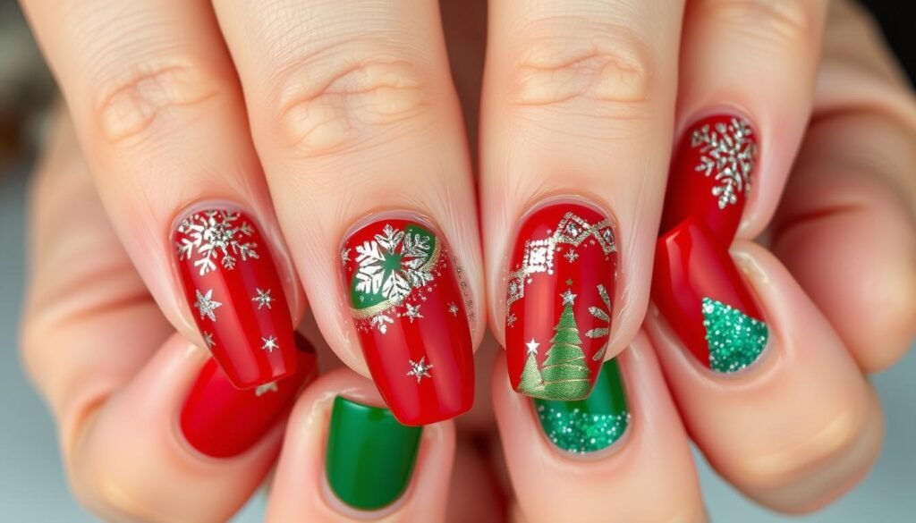 red and green nails