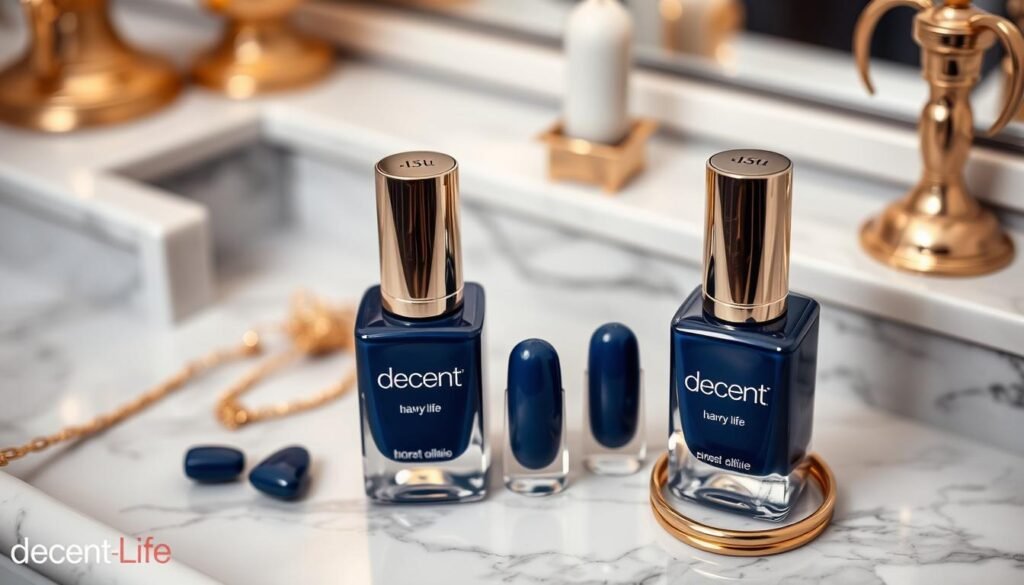 stylish navy nail polish