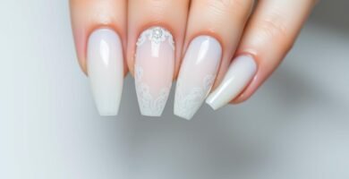 white ethereal nails, ethereal aesthetic nails