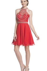 Aspeed Design - Embellished Sheer Halter A-line Homecoming Dress