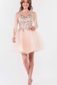 Elizabeth K - GS1968 Glitter Ornate A-Line Short Dress
