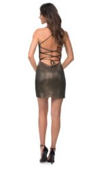 La Femme - 30174 Metallic Wrap Style Dress