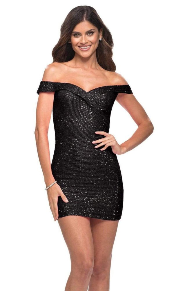 La Femme - 30350 Off Shoulder Sheath Cocktail Dress