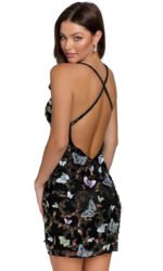 Primavera Couture 3801 - Butterfly Appliqued Cocktail Dress