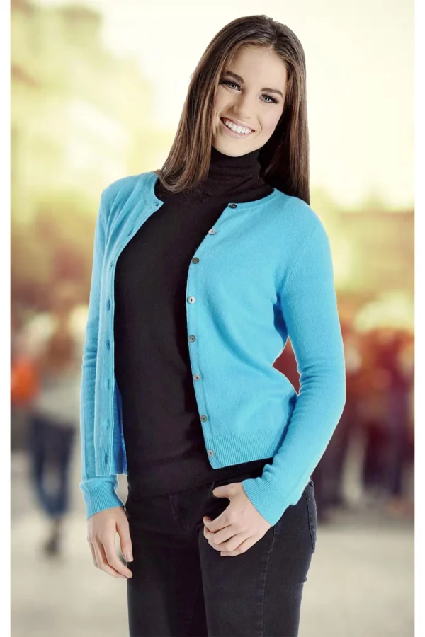 Women’s Cashmere Round Neck Cardigan - Cashmere Boutique