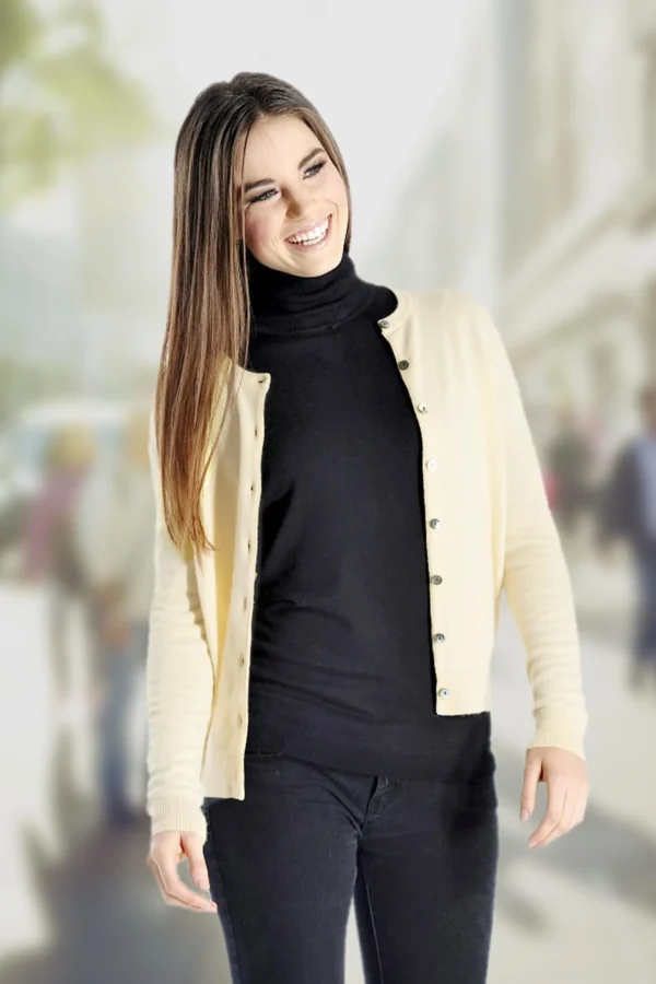 Women’s Cashmere Round Neck Cardigan - Cashmere Boutique