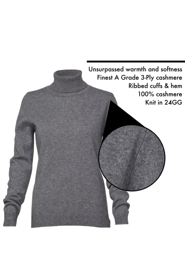 Women’s Pure Cashmere Turtle Neck Sweater - Cashmere Boutique