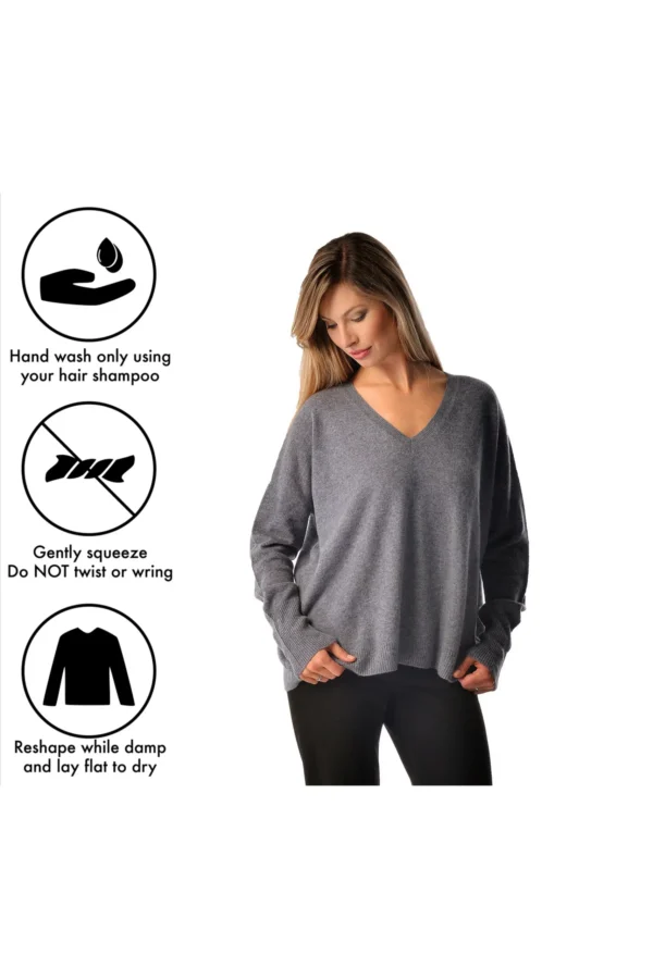 Women’s Pure Cashmere V-Neck Boyfriend Sweater - Cashmere Boutique
