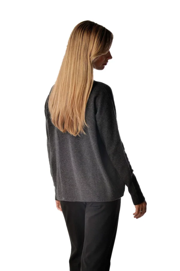 Women’s Pure Cashmere V-Neck Boyfriend Sweater - Cashmere Boutique