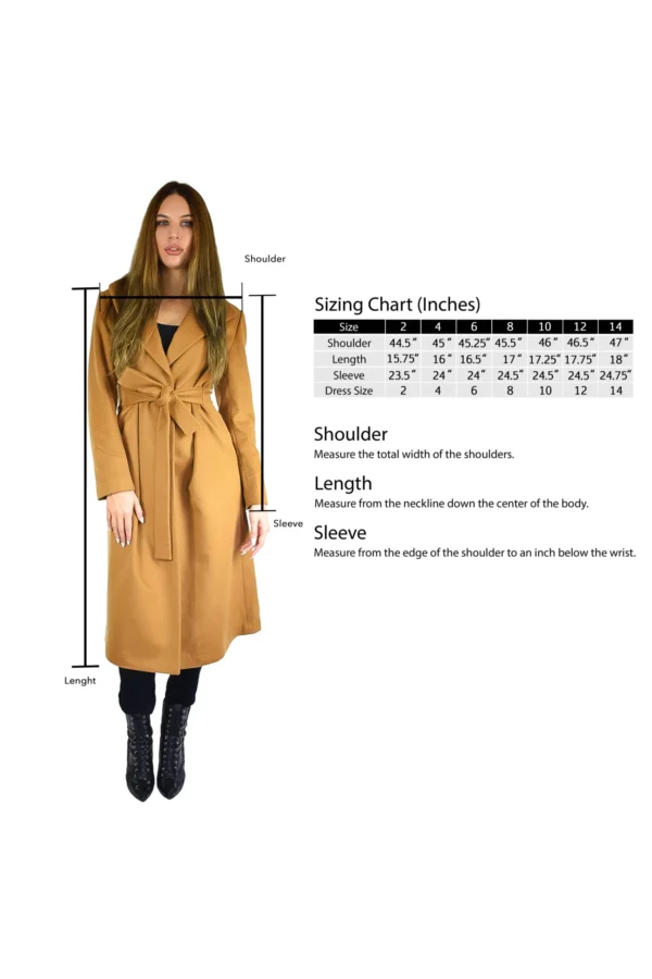 Women's Long Sleeve Cashmere Coats with Belt - Pure Cashmere