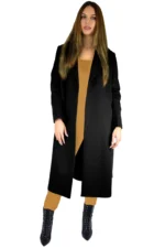Womens Long Sleeve Cashmere Coats with Belt - Pure Cashmere