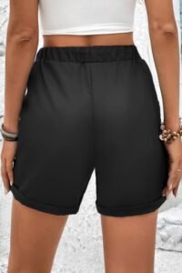 Black Pocket Drawastring High Waisted Shorts