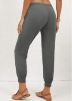 Dark Grey Pocket Jogger Elastic Waist Mid Waisted Pants