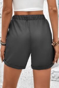 Grey Pocket Drawastring High Waisted Shorts