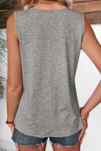 Grey Sleeveless Scoop Neck Tank Top