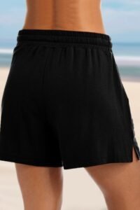 Mid Waist Black Drawstring Detail Loose Shorts