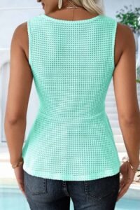 Mint Green Sleeveless V Neck Tank Top