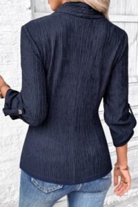 Navy Surplice Long Sleeve V Neck Shirt