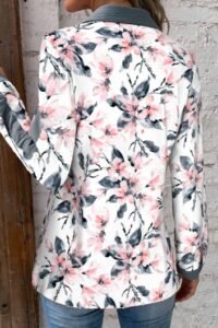 White Patchwork Floral Print Long Sleeve Blouse