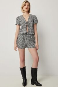 Boxy Tie Front Blouse