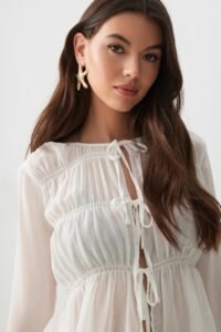 Tie Front Sheer Cardigan