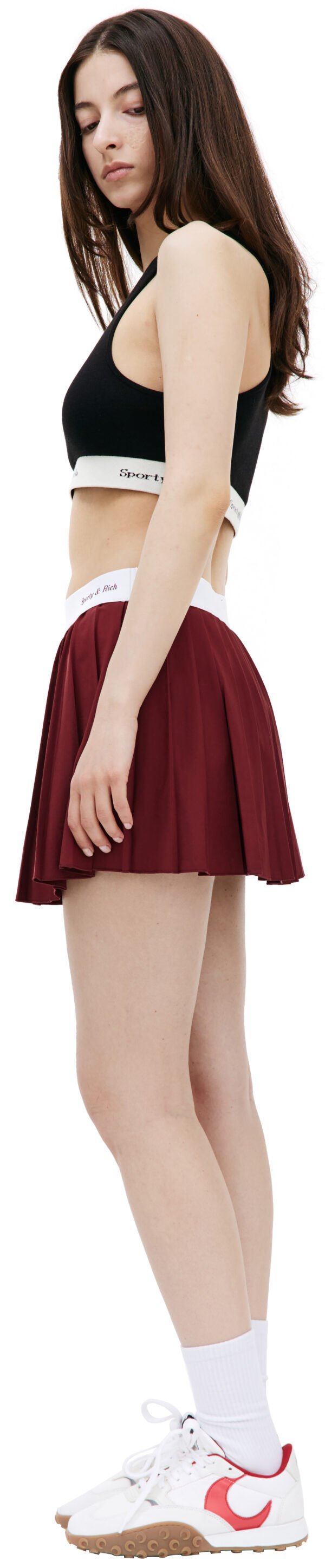 Logo pleated skirt
