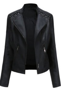 1960s Solid Faux Leather Motorcycle Jacket