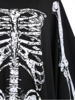 1970s Halloween Skeleton Bone Print Hooded Cape