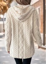 Beige Tummy Coverage Long Sleeve Hooded Coat