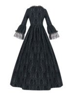 Black 1950s Gothic Victorian Lace Bell Sleeves Dress