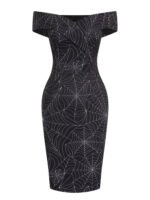 Black 1960s Off-shoulder Spider Web Dress
