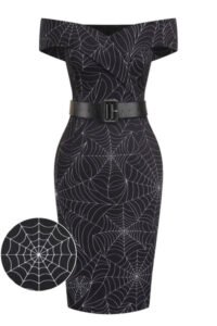 Black 1960s Off-shoulder Spider Web Dress