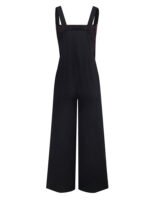 Black 1970s Halloween Gothic Skeleton Print Suspender Jumpsuit