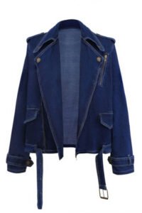 Dark Blue 1950s Denim Button Lapel Jacket