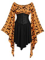 Halloween Gothic Bat Empire Waist Dress