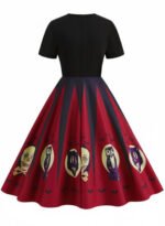 Pre-Sale 1950s Halloween Spider Web Print Patchwork Dress