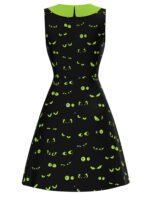 Pre-Sale Black Green 1960s Halloween Demon Eyes Dress