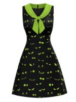 Pre-Sale Black Green 1960s Halloween Demon Eyes Dress