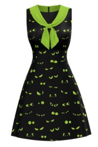 [Pre-Sale] Black & Green 1960s Halloween Demon Eyes Dress