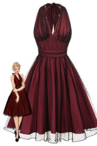Red 1950s Dots Mesh Swing Dress