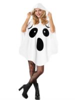 White 1970s Halloween Ghost Hooded Costume Cape