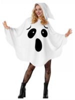 White 1970s Halloween Ghost Hooded Costume Cape